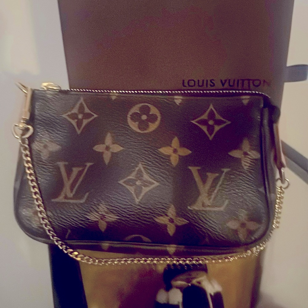 Authentic LOUIS VUITTON Monogram Mini Pochette Accessories. Like New Condition!